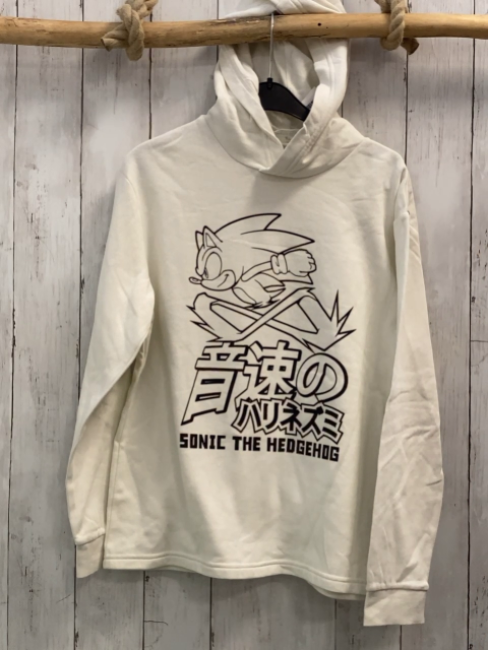 H&M  Pullover  Gr. 146/152  weiß Sonic schwarze Schrift Kapuze 