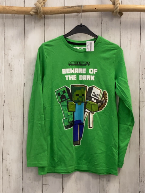 Minecraft  Langarmshirt  Gr. 152  grün Figuren Schrift 