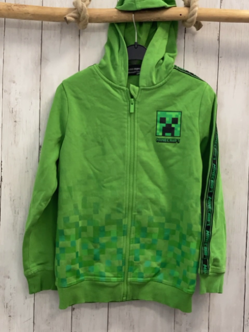 Minecraft  Sweatjacke  Gr. 140  hellgrün Figur schwarzes Band mit Schrift Minecraft 