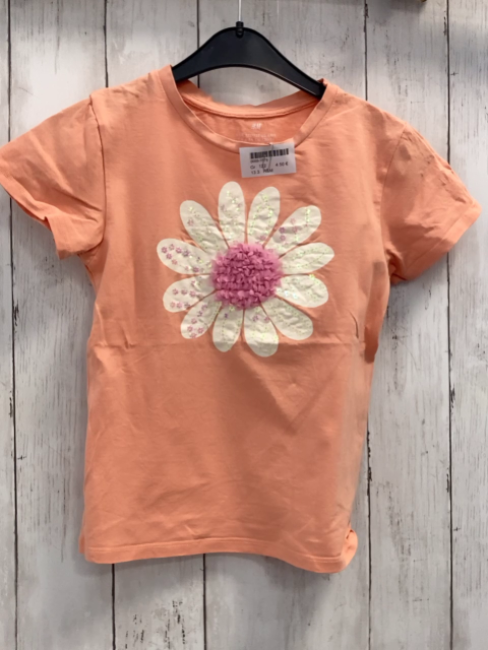 H&M T-Shirt Gr. 122  lachs Pailettenblume