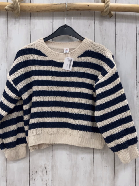   Pullover  Gr. 128  blau weiße Streifen Strick 