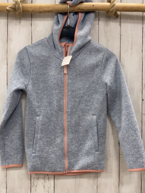 H&M  Strickjacke  Gr. 122/128  hellblau hellgrau meliert lachs Reißverschluss + Bund 