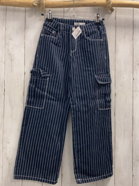 Name it  Hose  Gr. 128  blau weiße Streifen aufgesetzte Taschen Bund verstellbar 