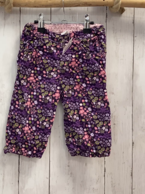 H&M  Hose  Gr. 74  brobeere Kord Blumen gefüttert 