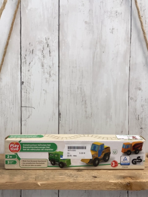 neu  Holzspielzeug  Baustellenfahrzeuge-Set 