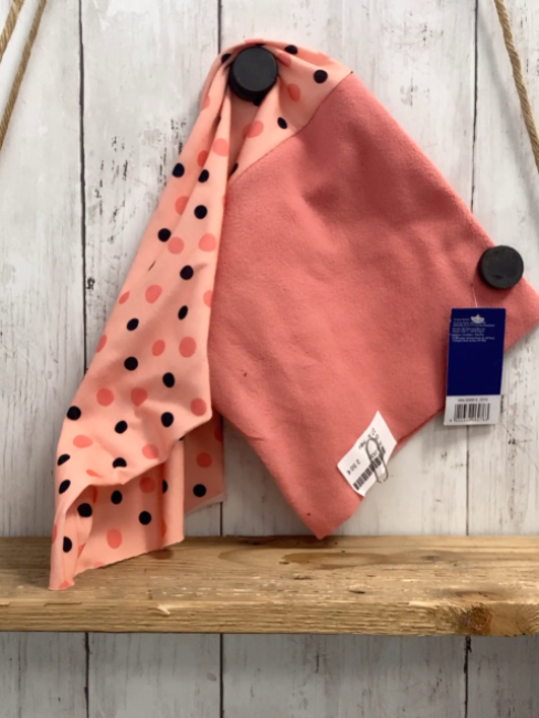 neu  Rundschal orange mit Punkten + lachs Fleece 