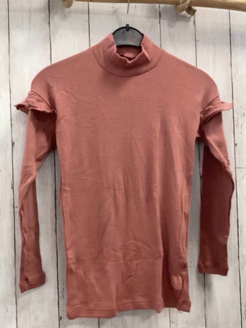 neu Dilling  Langarmshirt  Gr. 146/152  altrosa Rollkragen Rüschen im Schulterbereich 100  % Merinowolle 