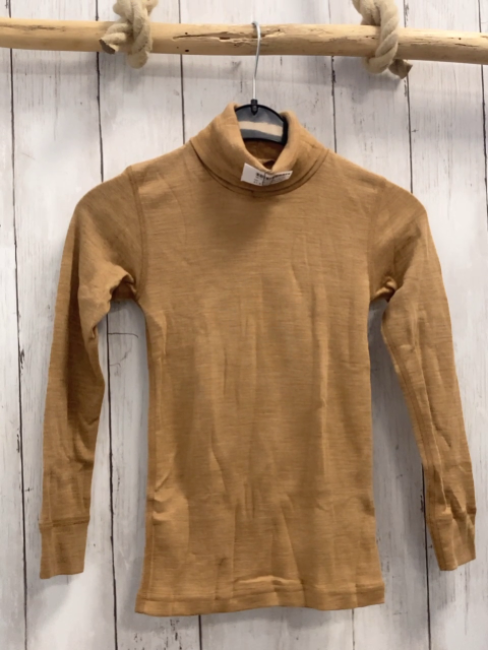 neu Dilling  Langarmshirt  Gr. 122/128  ocker Rollkragen 100  % Merinowolle 