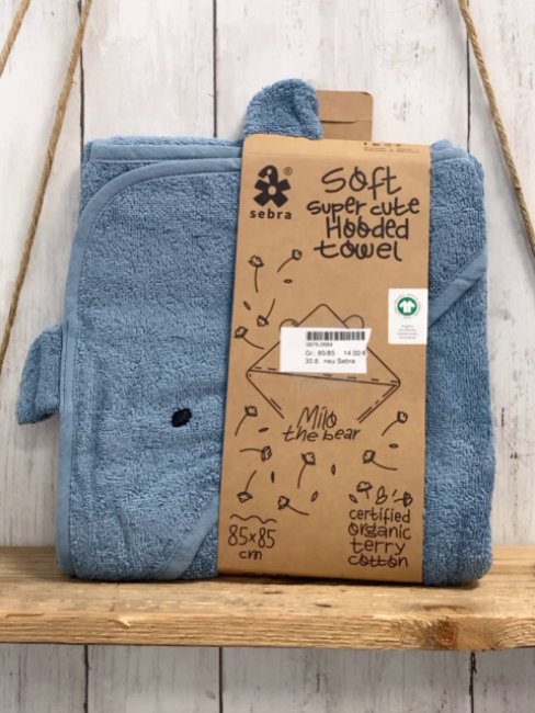 neu Sebra  Kapuzenbadetuch Gr. 85/85  hellblau Frottee 
