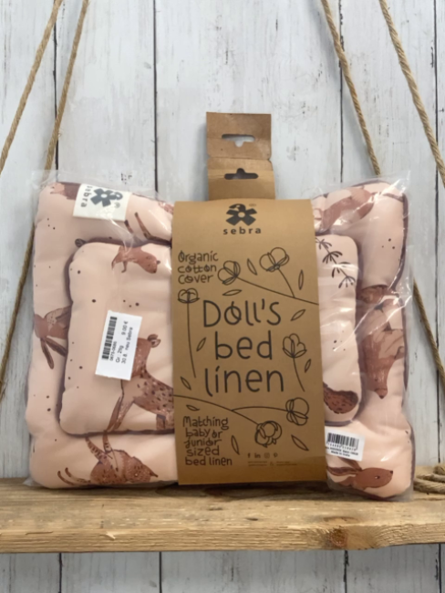 neu Sebra  Puppenbettwäsche  Gr. 2tlg   rosa mit Tieren 