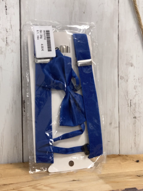 neu  Hosenträger + Fliege  2tlg   blau 