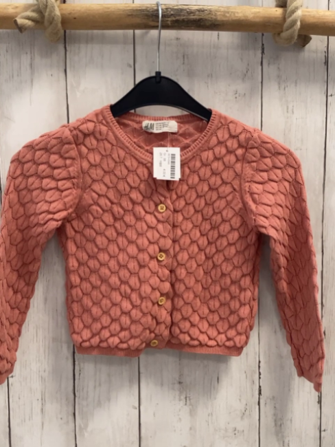 H&M  Strickjacke  Gr. 98  lachs Lochmuster 