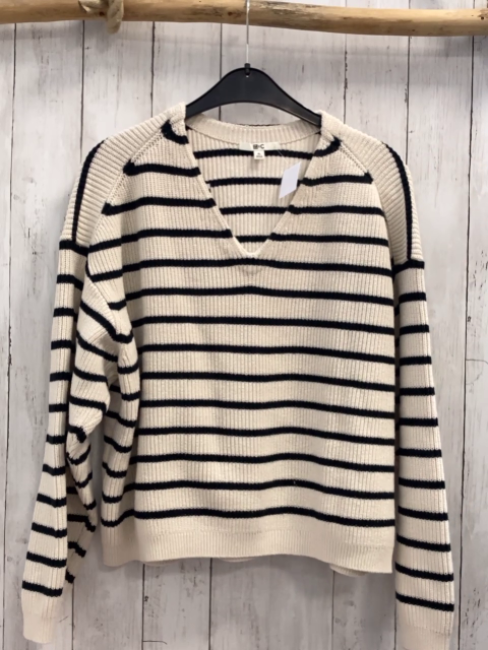 Uniqlo  Pullover  Gr. 146/152  creme schwarze Streifen Strick 