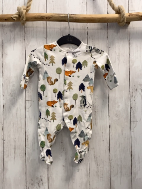 next Schlafanzug Gr. 68  weiß bunte Tiere 