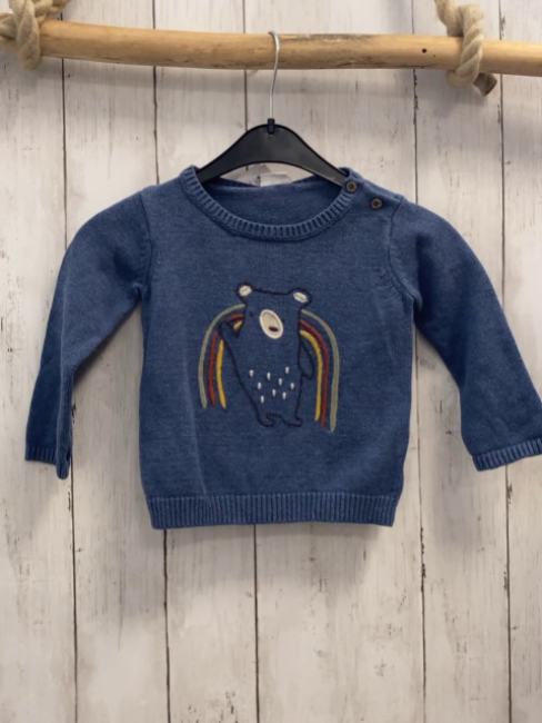 next Pullover Gr. 74  blau Strick Bär