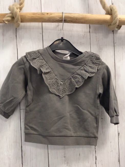 H&M Pullover Gr. 68  grau Rüsschenkragen