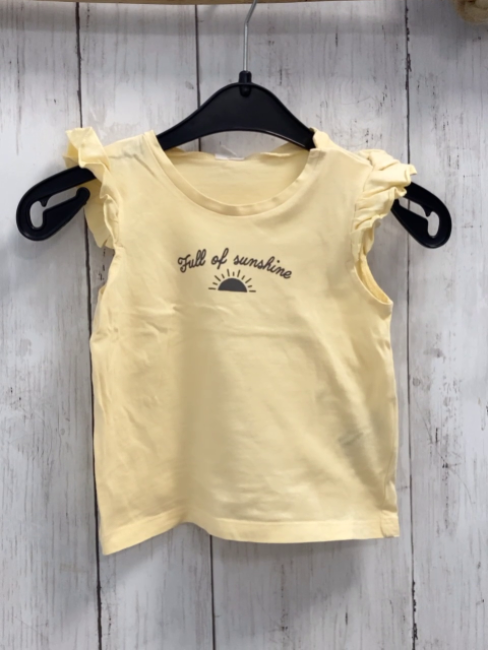 H&M  T-Shirt  Gr. 68  gelb graue Schrift Rüschen 