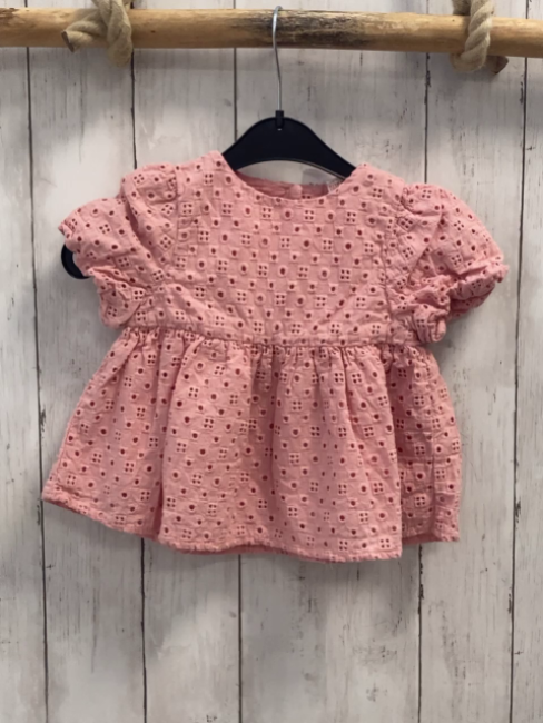 Zara  Sommerbluse  Gr. 86  rosa zweilagig Lochstickerei 
