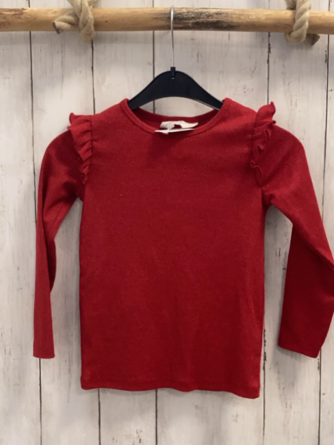 H&M  Pullover  Gr. 116  rot Strick Glitzer Rüschen