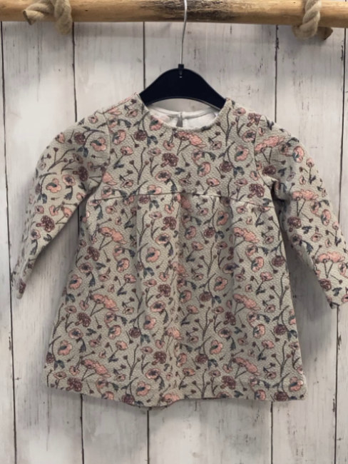 Zara  Kleid  Gr. 86  grau Struktur Blumen 