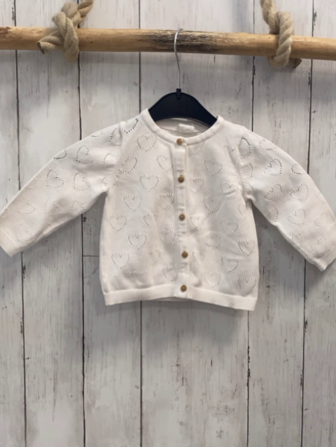 H&M Strickjacke  Gr. 74  weiß Herzen 