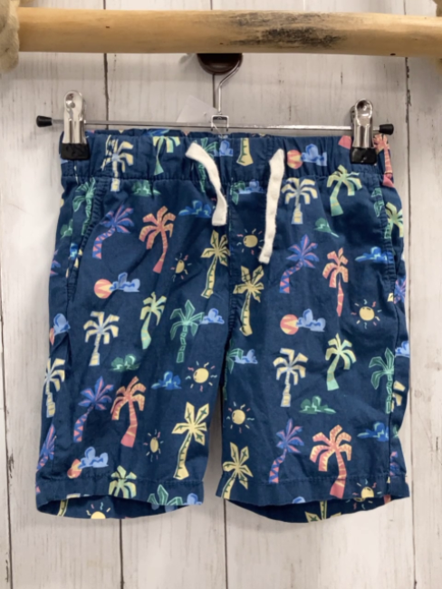 H&M  Shorts  Gr. 104  blau bunte Palmen Sonnen weiiße Kordel