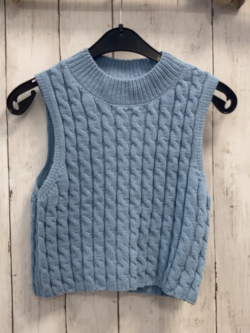 zara Pullunder Gr. 152  blau Strick Zöpfe