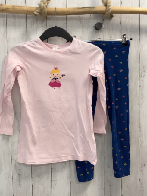 2tlg Schiesser  Schlafanzug  Gr. 128  rosa Prinzessin + blau 