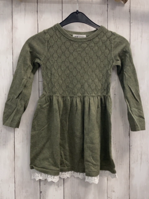 H&M Kleid  Gr. 98  kiwi Strick Wabenmuster 