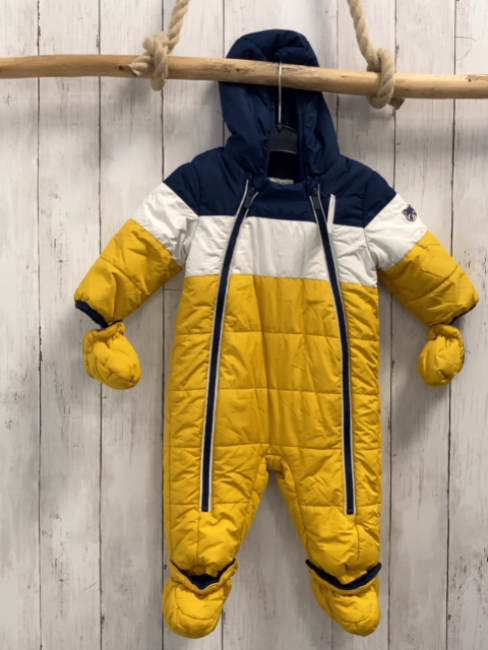 3tlg  Winteroverall  Gr. 74  mais weiß blau mit Handschuhen + Schühchen 