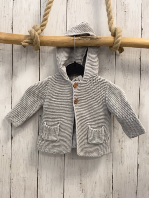 Zara  Strickjacke  Gr. 62  grau Strick Kapuze 