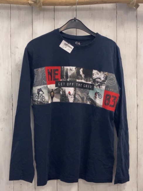  Langarmshirt Gr. 164  blau Druck mit Bikern