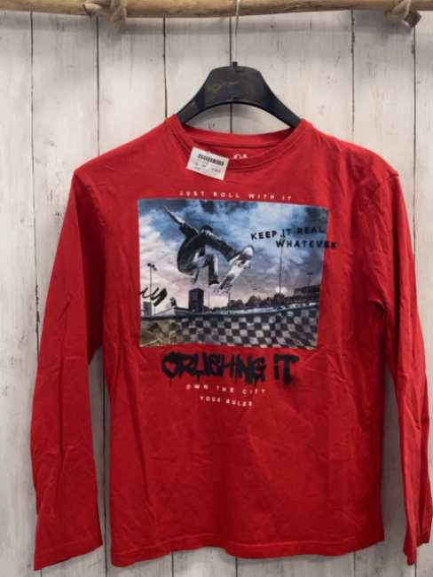  Langarmshirt Gr. 158  rot Durck mit Skater