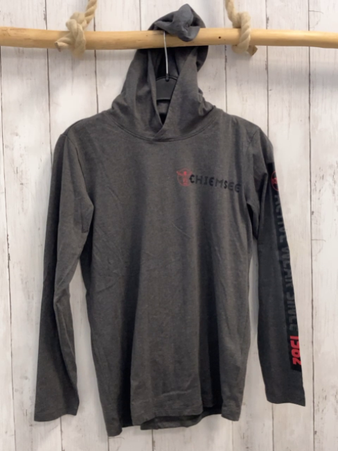 Chiemsee  Langarmshirt  Gr. 152  grau Kapuze Schrift 