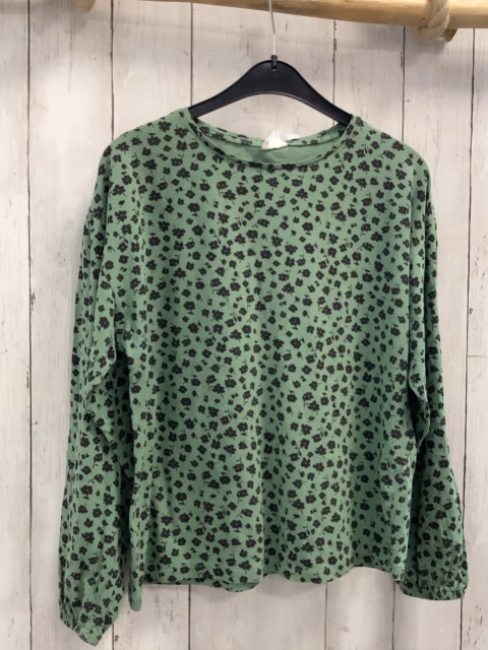 Zara  Langarmshirt  Gr. 152  grün schwarze Blumen