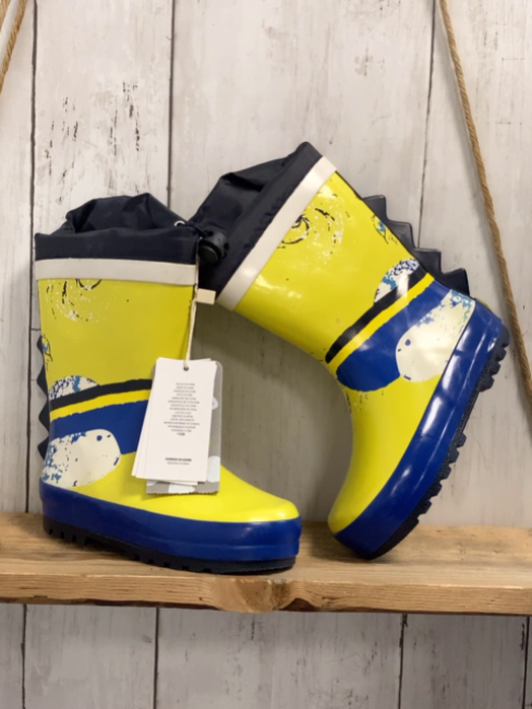 neu Gummistiefel  Gr. 25  gelb Planeten grauer Bund 