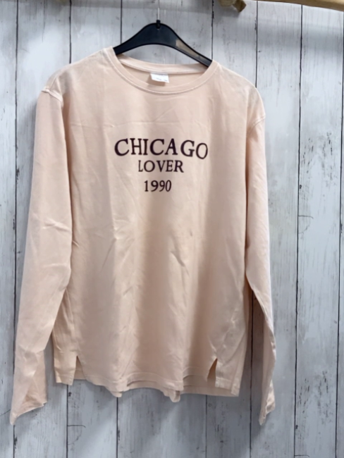 Zara  Langarmshirt  Gr. 164  heller lachston braune Schrift 