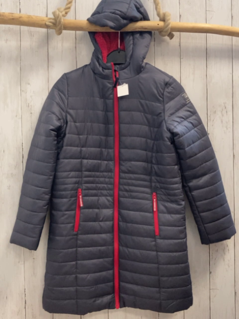 Jako-o  Wintermantel  Gr. 152  grau pink Reißverschluss Kapuze Teddyfutter 