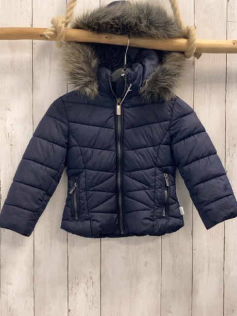 Reset  Winterjacke  Gr. 104  blau warm gefüttert Kapuze mit abtrennbarem Fellbund 
