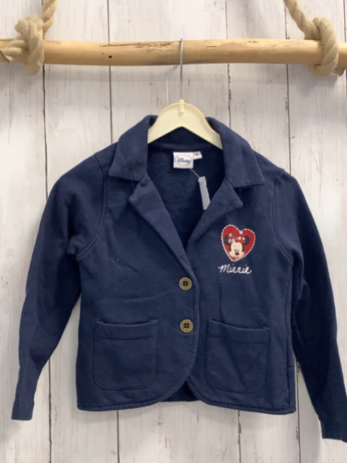 Disney  Sweatjacke  Gr. 104  blau rote Herzaufnäher an den Ellenbogen Herz mit Minnie Mouse 