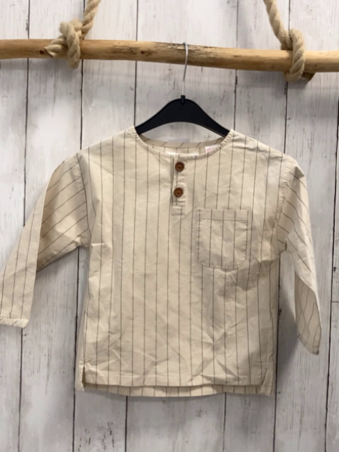 zara Hemd Gr. 104  beige graue Streifen