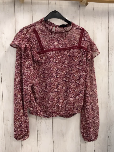 Tally Weijl  Bluse  Gr. 152  weinrot Blumen leicht transparent 