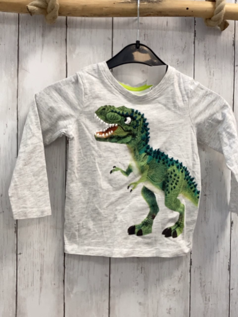   Langarmshirt  Gr. 92  hellgrau Dino 