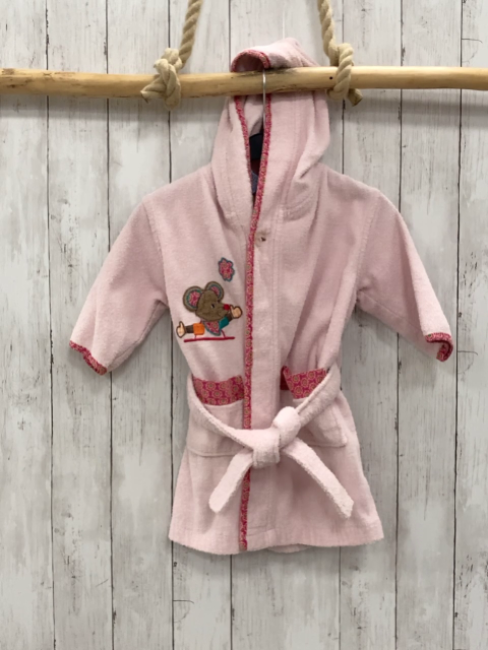 Sterntaler  Bademantel  Gr. 86  rosa Frottee Kapuze pink Bund mit Blumen 