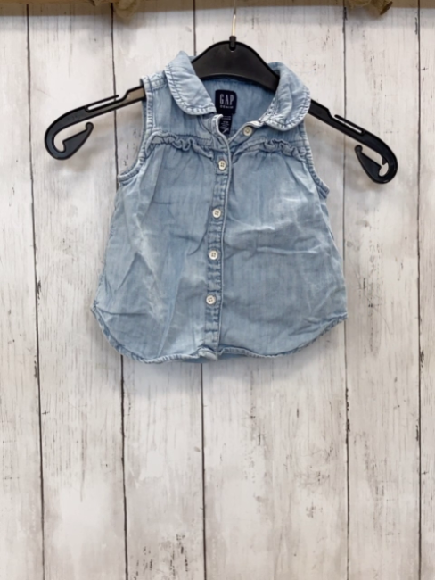 GAP Sommerbluse  Gr. 80  blau Jeans Kragen Rüschen 