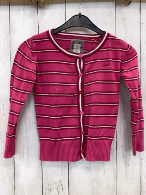 Esprit  Strickjacke  Gr. 104  pink weinrot weiße Streifen 