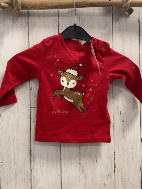neu Langarmshirt Gr. 68  rot Weihnachtsmotive