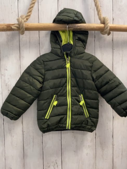 Dopodopo Winterjacke  Gr. 80  oliv hellgrüner Bund + hellgrünes Fleecefutter 