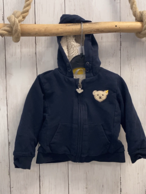 Steiff  Sweatjacke  Gr. 74   blau Kapuze Teddyfutter 