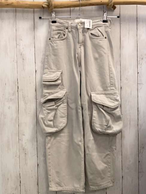 zara Hose Gr. 140  grau Jeans weites Bein Taschen Bund verstellbar